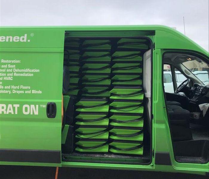 A SERVPRO van filled and ready to tackle storm damage. 