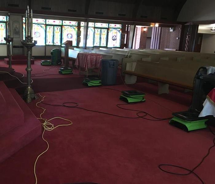 Our equipment drying a sanctuary in a church