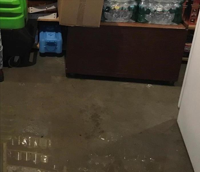 a basement with a water damage