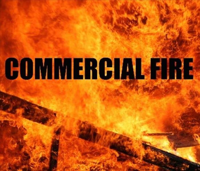 flames background with the words commercial fire